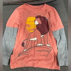 Lion Graphic Long Sleeve Tee - Red and Gray